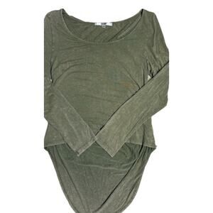 AnM Women’s Size Medium Army Green Long Sleeve High Low Open Back T-Shirt Grunge